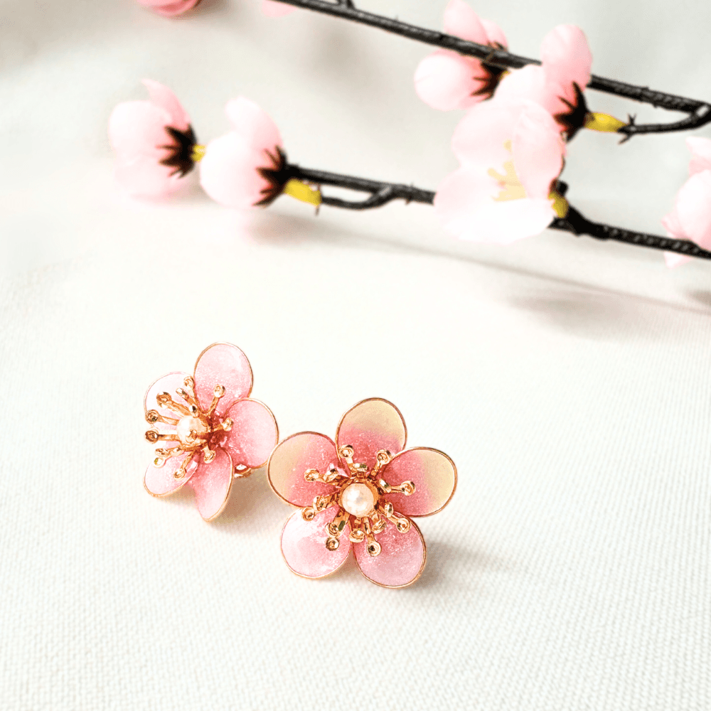 【梅】2wayピアス ピンクグラデーション 大人可愛い  サージカルステンレス 金属アレルギー対応 受注生産 春の新作 | 3枚目